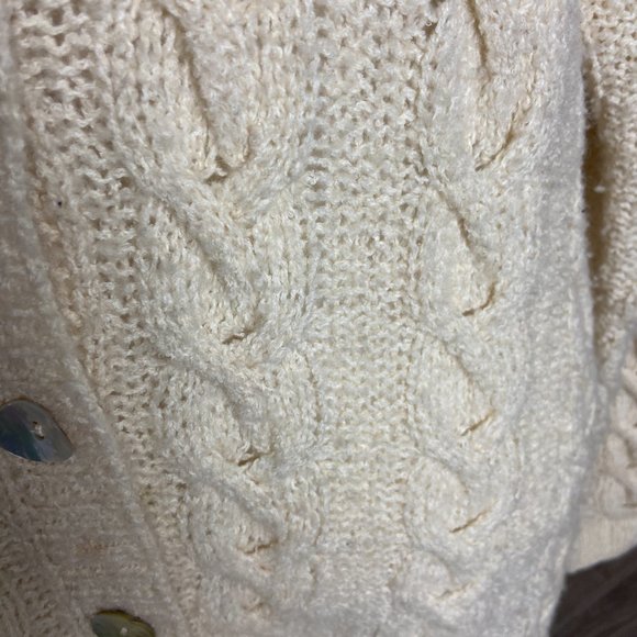 Vintage Wool Cotton Knit Sweater Cardigan Cable Made in Hong Kong - Picture 4 of 7